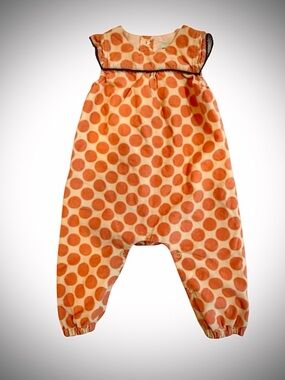 Mini A Ture Cream and Orange Polka Dot Baby Romper